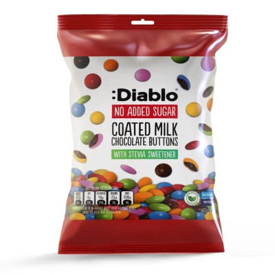 Diablo No Added Sugar Coated Milk Chocolate Buttons 40G