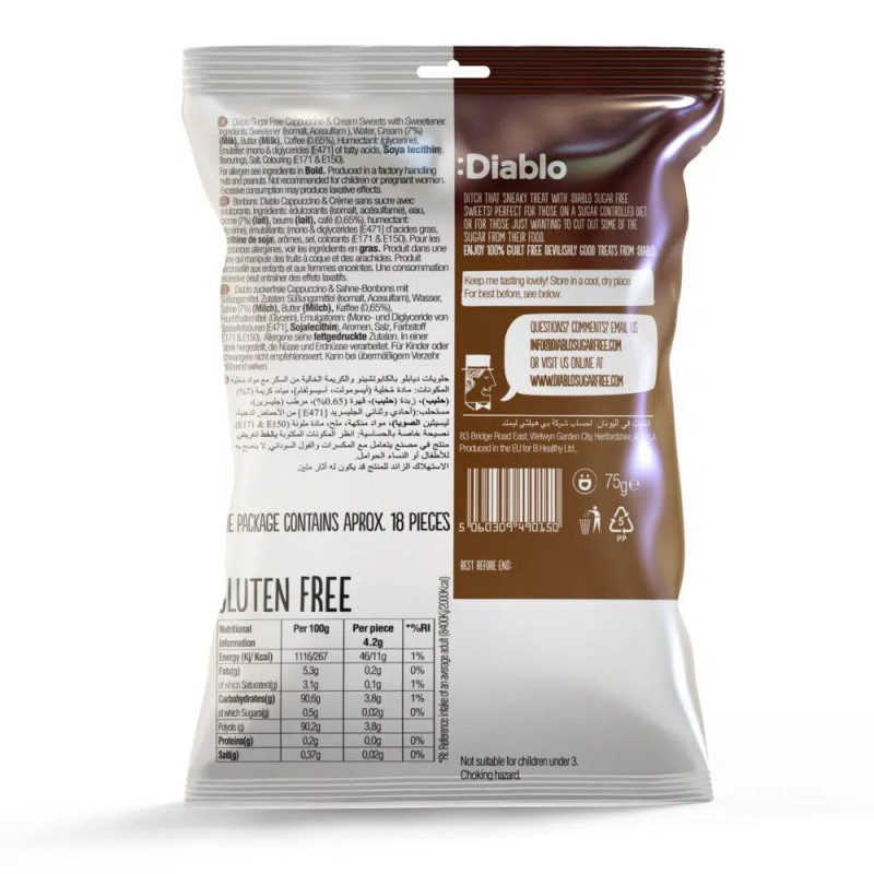 Diablo Sugar Free Cappuccino &amp; Cream Sweets 75G