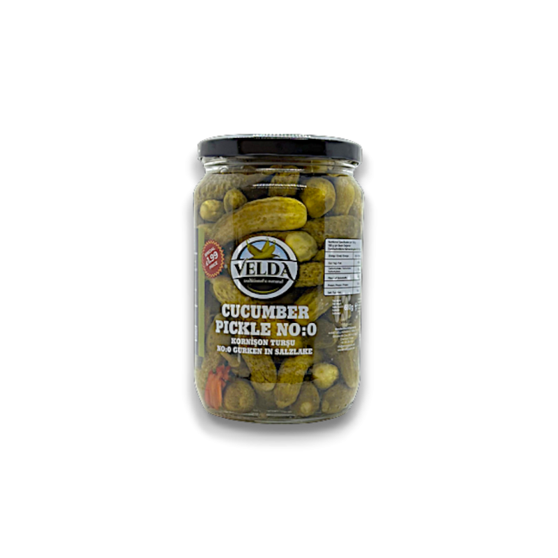 Delicious Velda Cucumber Pickles (Cornishon) Size:0 - Perfect for Snacking and Recipes 720gr